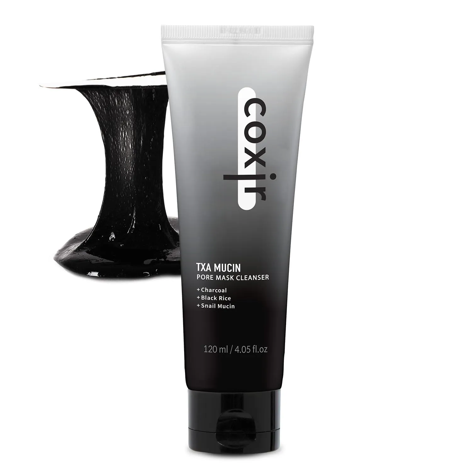 coxir TXA MUCIN PORE MASK CLEANSER l Korean Black Rice Mochi Gelato texture, Tranexamic Acid, Charcoal, lWash Off Mask, Pore Minimizing, Blackhead | All in One Deep Cleansing Mask [120ml/4.05 fl.oz]