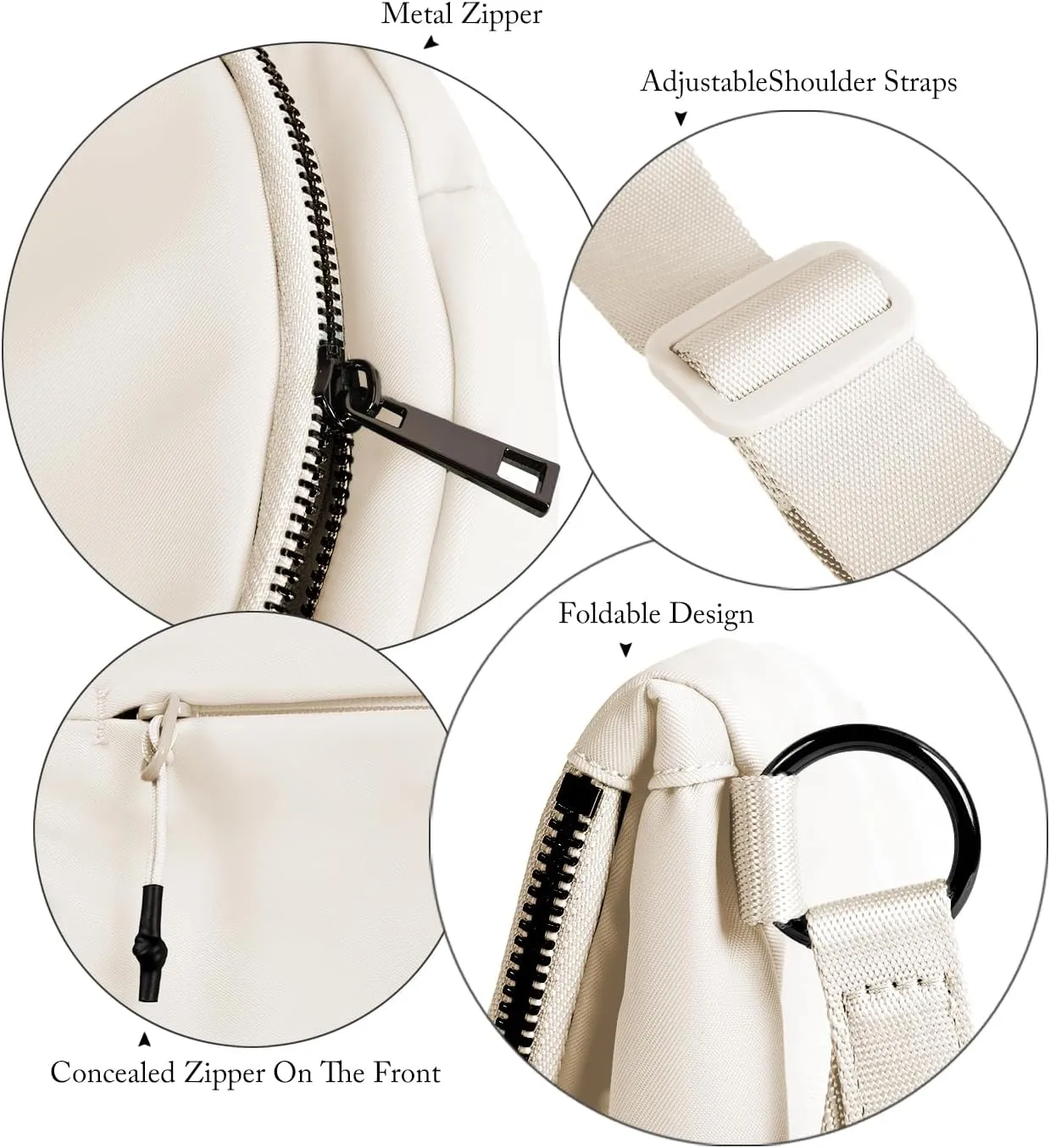 Crescent Bag for Women and Men, Fashion Medium Nylon Folding Crescent Moon Bag Single Shoulder Bag with Adjustable Strap