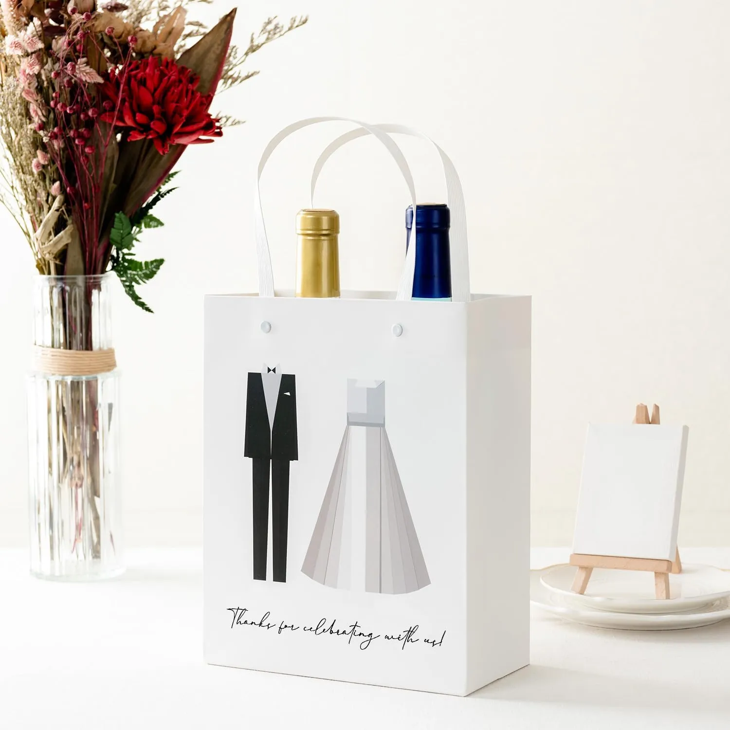 Crisky Thanks for Celebrating with Us Wedding Thank You Gift Bags 25 pcs for Hotel Guests, 10" X8" X4"