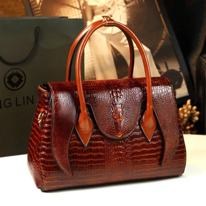 Crocodile Pattern Leather Crossbody Multi-layer Bags