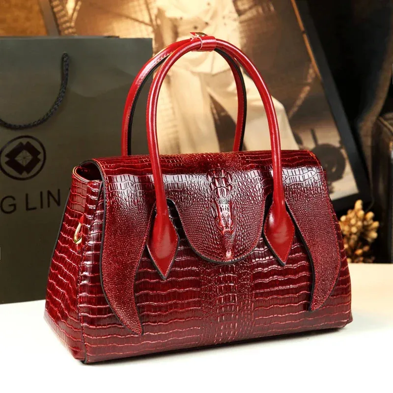 Crocodile Pattern Leather Crossbody Multi-layer Bags