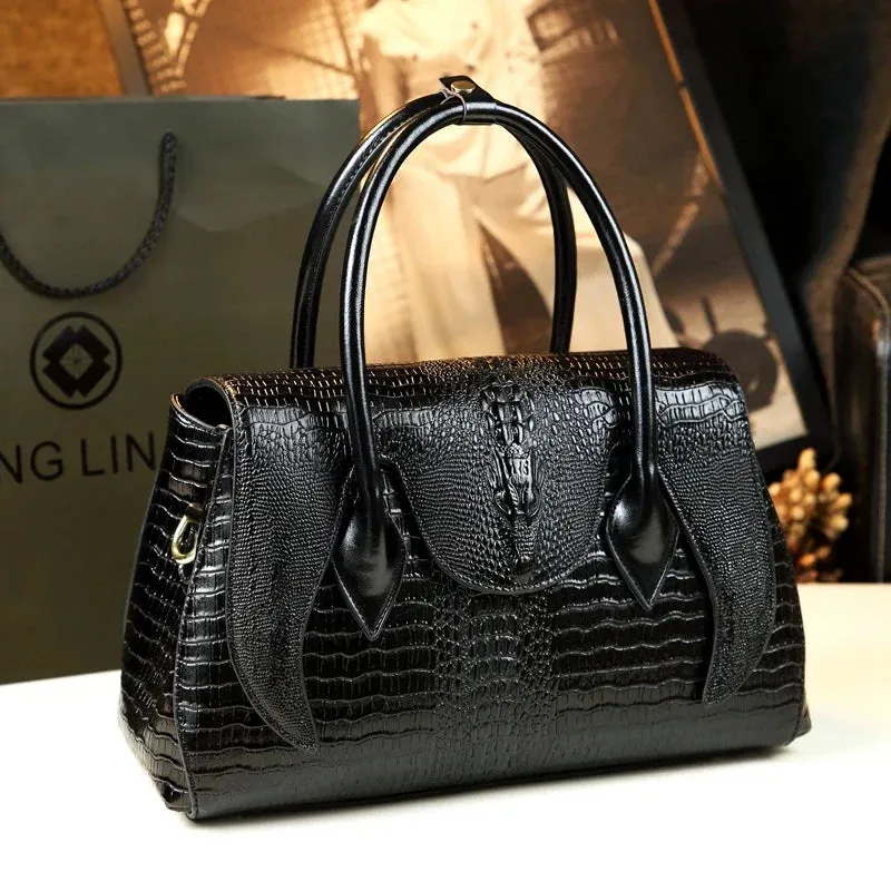 Crocodile Pattern Leather Crossbody Multi-layer Bags