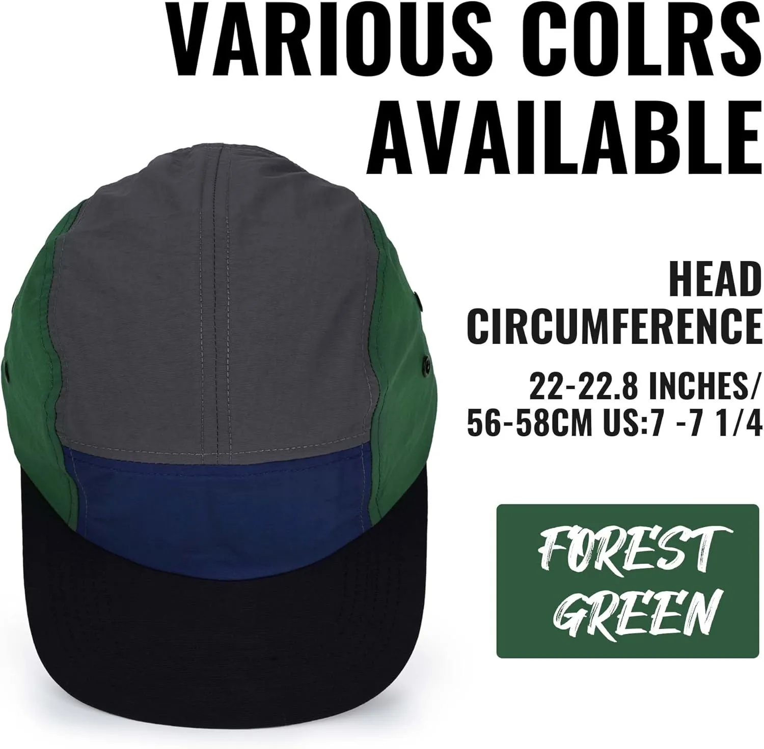 Croogo Men's 5 Panel Multi Color Baseball Cap UPF 50  Outdoor Trucker Hats Nylon Lightweight Golf Sports Cap Visor Hiphop Cap