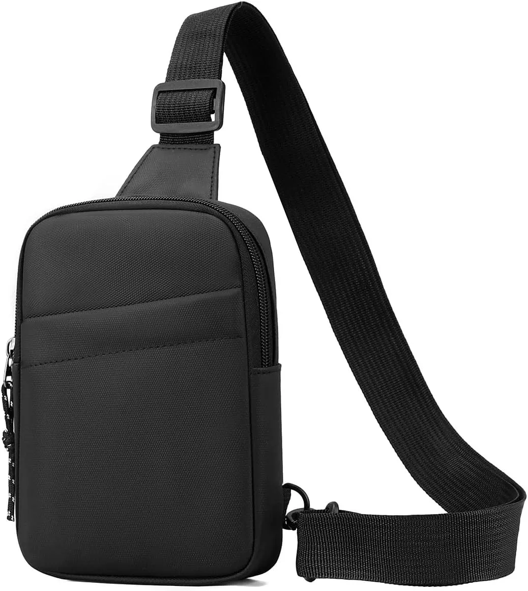 Crossbody Bag for Men Women Trendy, Small Sling Bag Fanny Packs, Black Chest Bag Cross Body Purse Travel Essentials