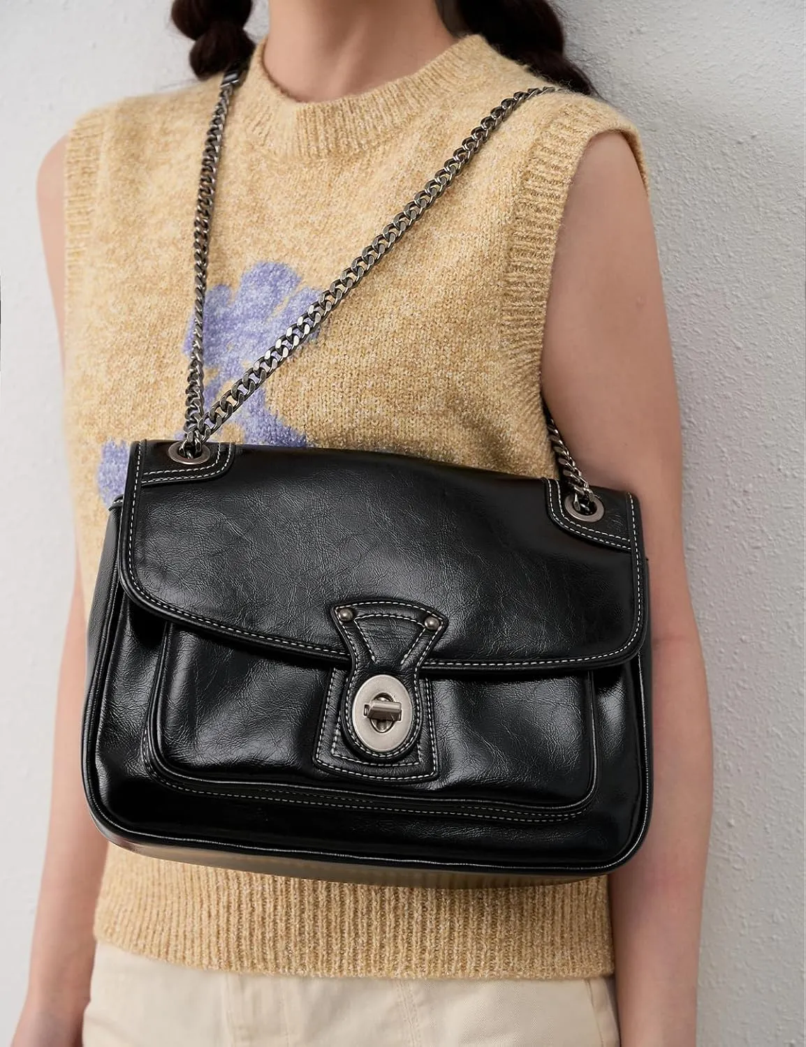 Crossbody Bag for Women, Designer Trendy Shoulder Bag, Bag with Chain Straps, Women's Trendy Stylish Bag