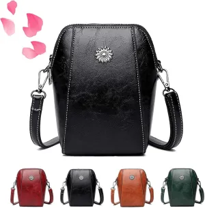 Crossbody Bag Leather, Handbag, Crossbody Purse, Retro All-Match Vertical Cellphone Bag