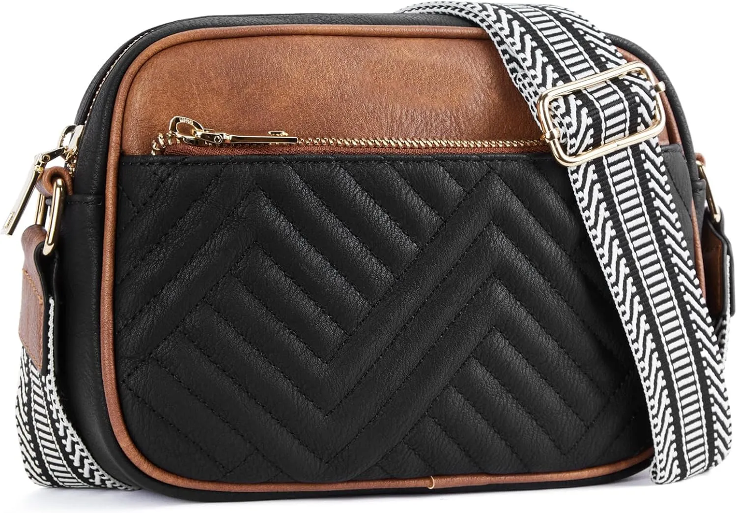 Crossbody bag, stylish women's shoulder bag, small square bag jacquard strap