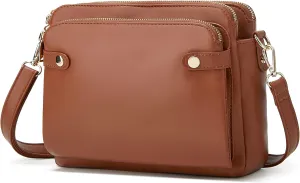 Crossbody Bags for Women Three-Layer Shoulder Bag Vegan Leather Multiple Compartments Handbag Purses Satchel Hobo Clutch 2024