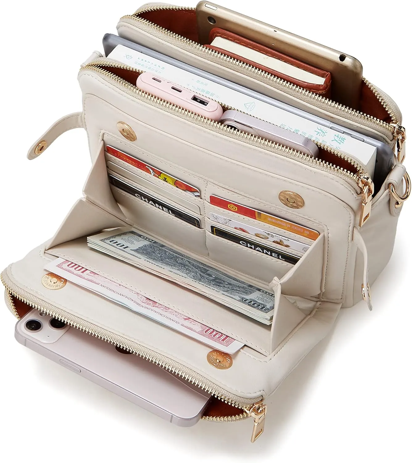 Crossbody Bags for Women Three-Layer Shoulder Bag Vegan Leather Multiple Compartments Handbag Purses Satchel Hobo Clutch 2024