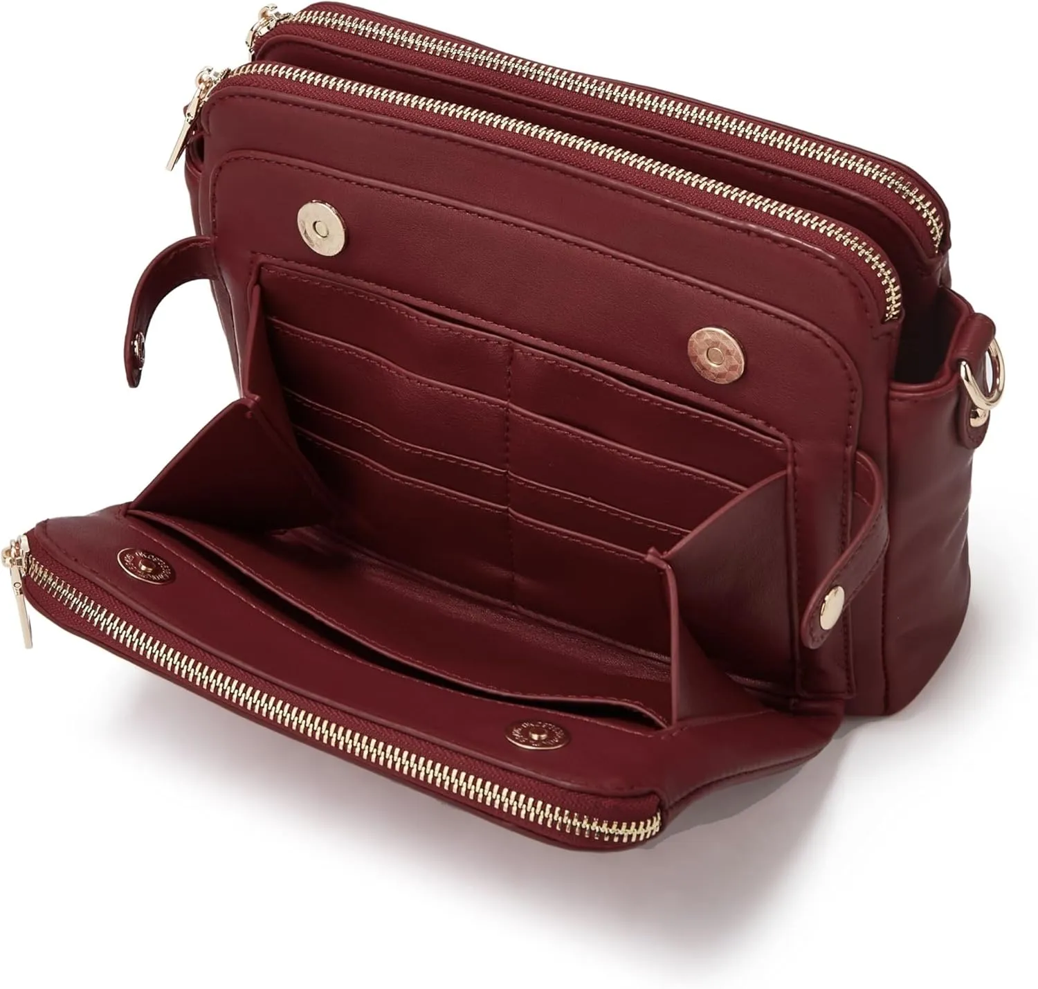 Crossbody Bags for Women Three-Layer Shoulder Bag Vegan Leather Multiple Compartments Handbag Purses Satchel Hobo Clutch
