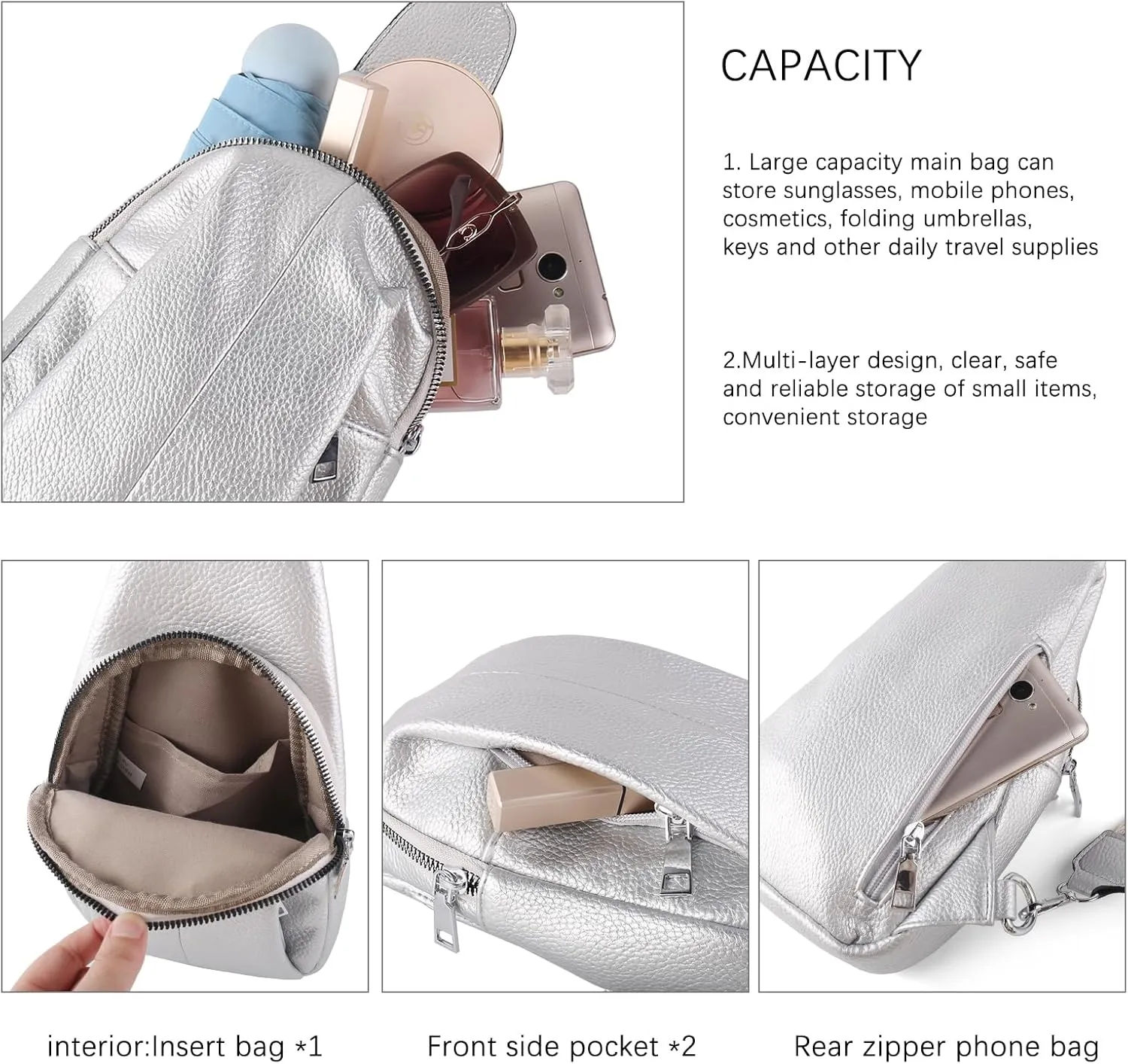 Crossbody Bags for Women,Sling Bag for Women,Fanny Packs Chest Bag for Work Travel Leather Sling Backpack