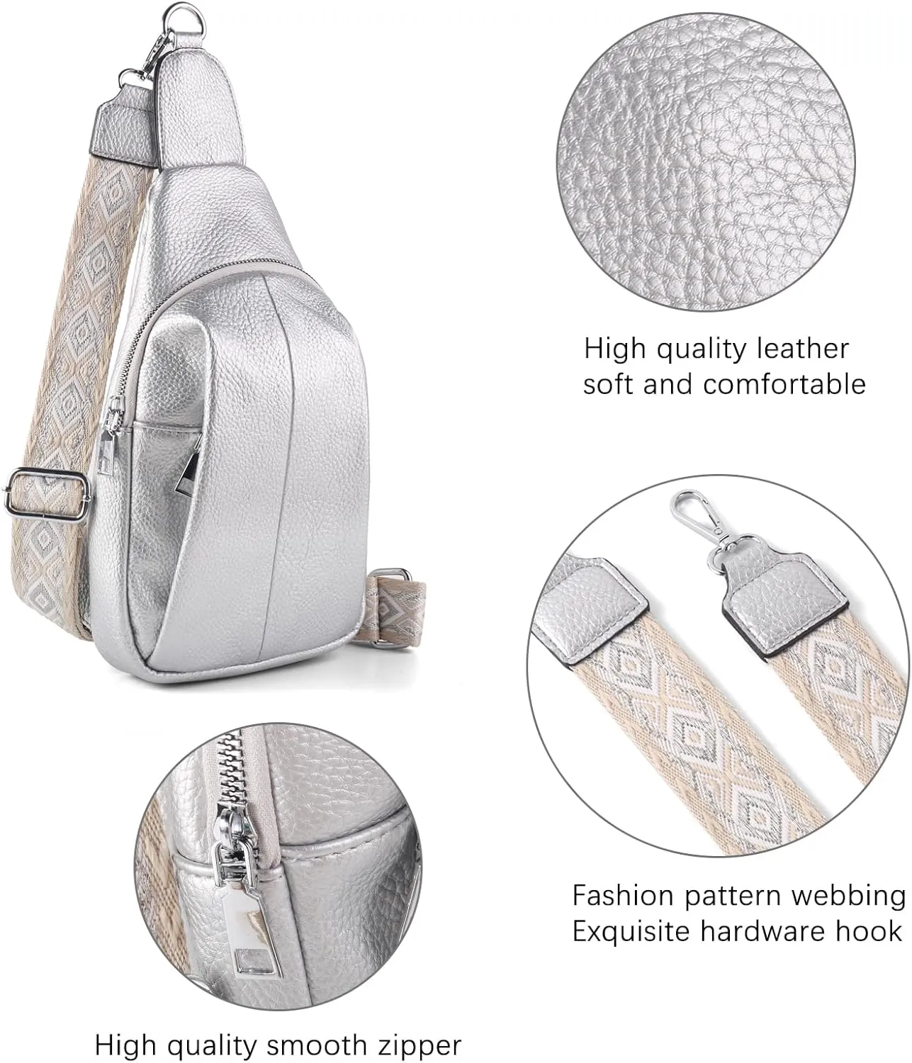 Crossbody Bags for Women,Sling Bag for Women,Fanny Packs Chest Bag for Work Travel Leather Sling Backpack