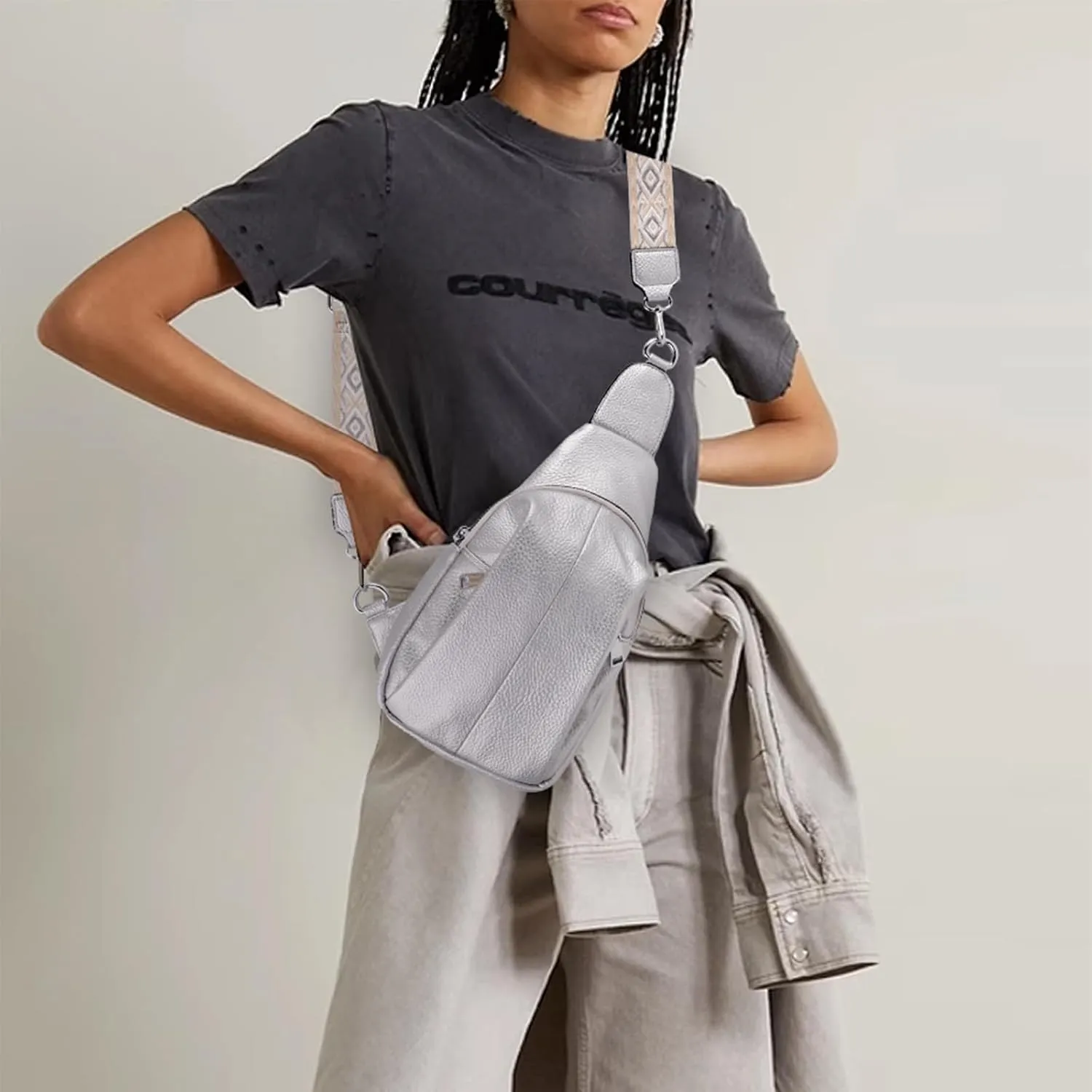 Crossbody Bags for Women,Sling Bag for Women,Fanny Packs Chest Bag for Work Travel Leather Sling Backpack