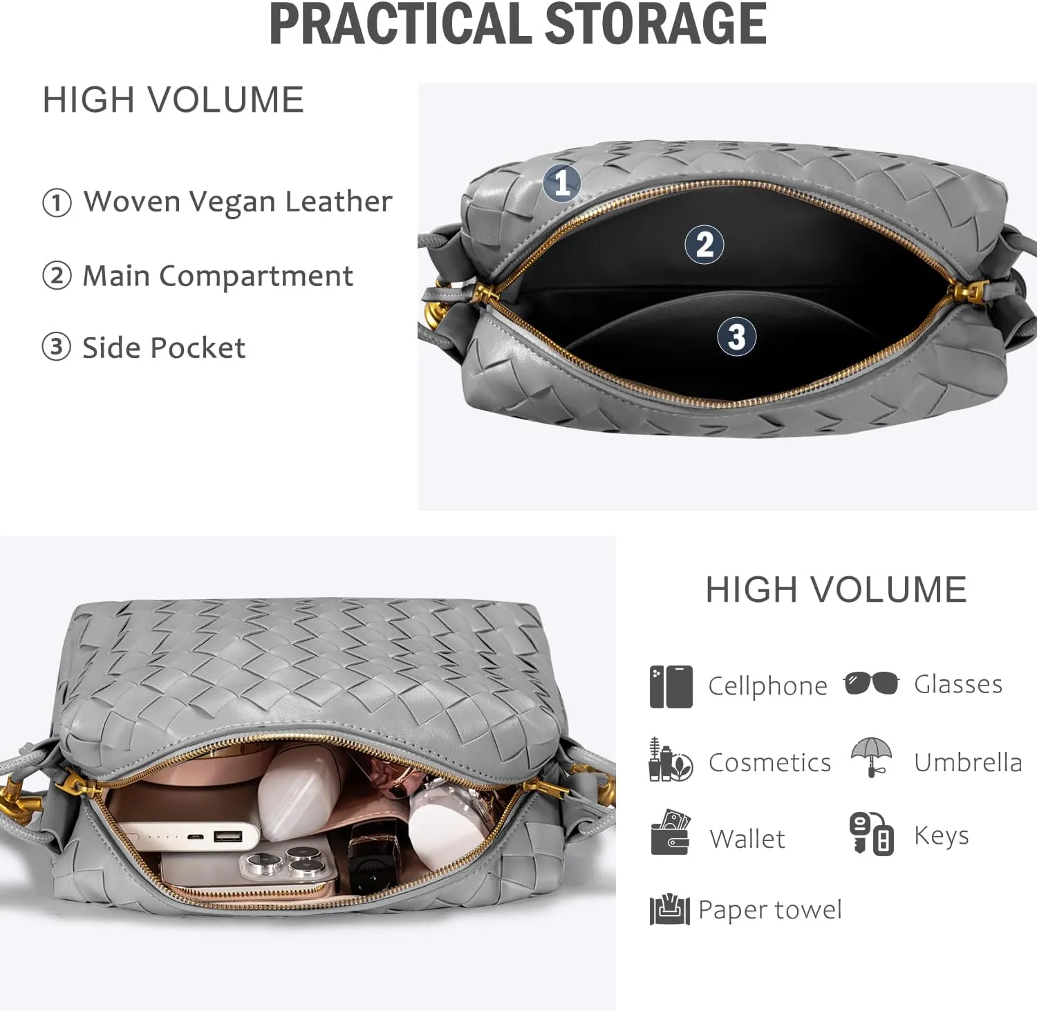 Crossbody Bags Woven Small Purses Shoulder Bag Leather Handbags for Women