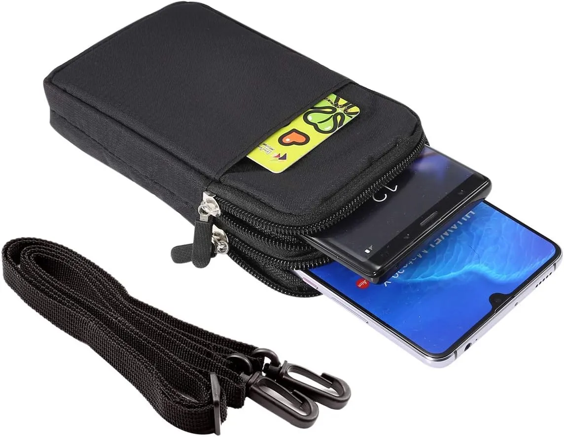 Crossbody Cell Phone Purse Small, Cell Phone Belt Clip Bag Men, Vertical Cell Phone Holster, 6.0" Outdoor Travel Waist Pouch Cellphone Shoulder Messenger Bag Zipper Wallet Phone Holder with Belt Loop