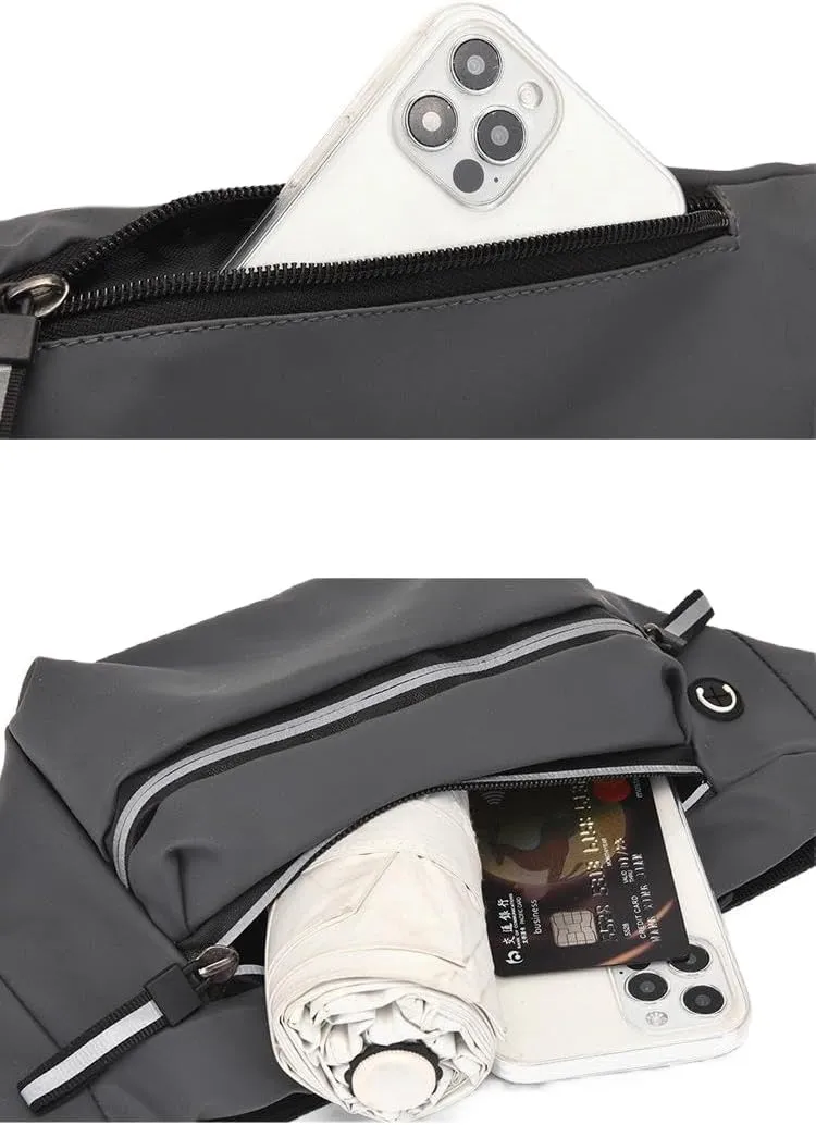Crossbody Fanny Pack: Slim Waist Bag Sports Hip Pouch for Woman Man - Fashionable Travel Fannie Pack Runner Belt Bum Bag for Walking Jogging Hiking (Black)