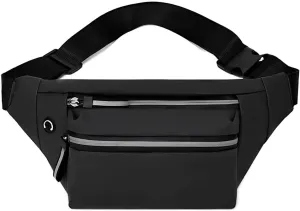 Crossbody Fanny Pack: Slim Waist Bag Sports Hip Pouch for Woman Man - Fashionable Travel Fannie Pack Runner Belt Bum Bag for Walking Jogging Hiking (Black)