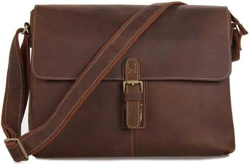 Crossbody Top Layer Cowhide Vintage Shoulder Bag Horizontal Large Capacity Messenger Bag