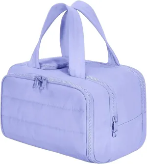 Cureaway Travel Bag Cureaway Travel Cosmetic Bag Multicolor Large Capacity Wide-Open Cosmetic Bags Portable Toiletry Bag Waterproof Hanging Organizer Wash Pouch Open Flat for Women Men (Purple)