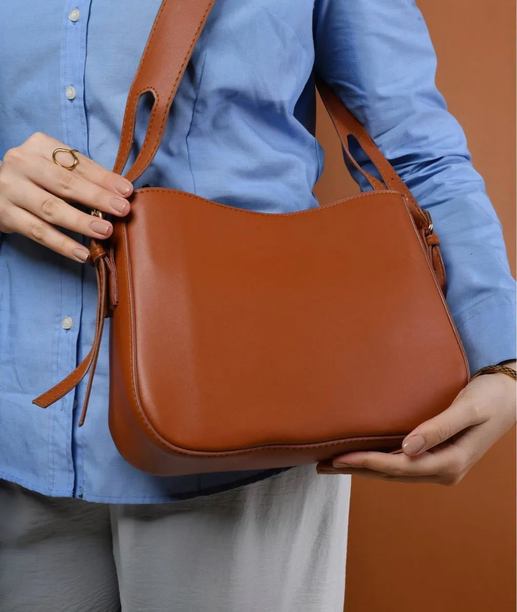 curved shoulder bag - Havana