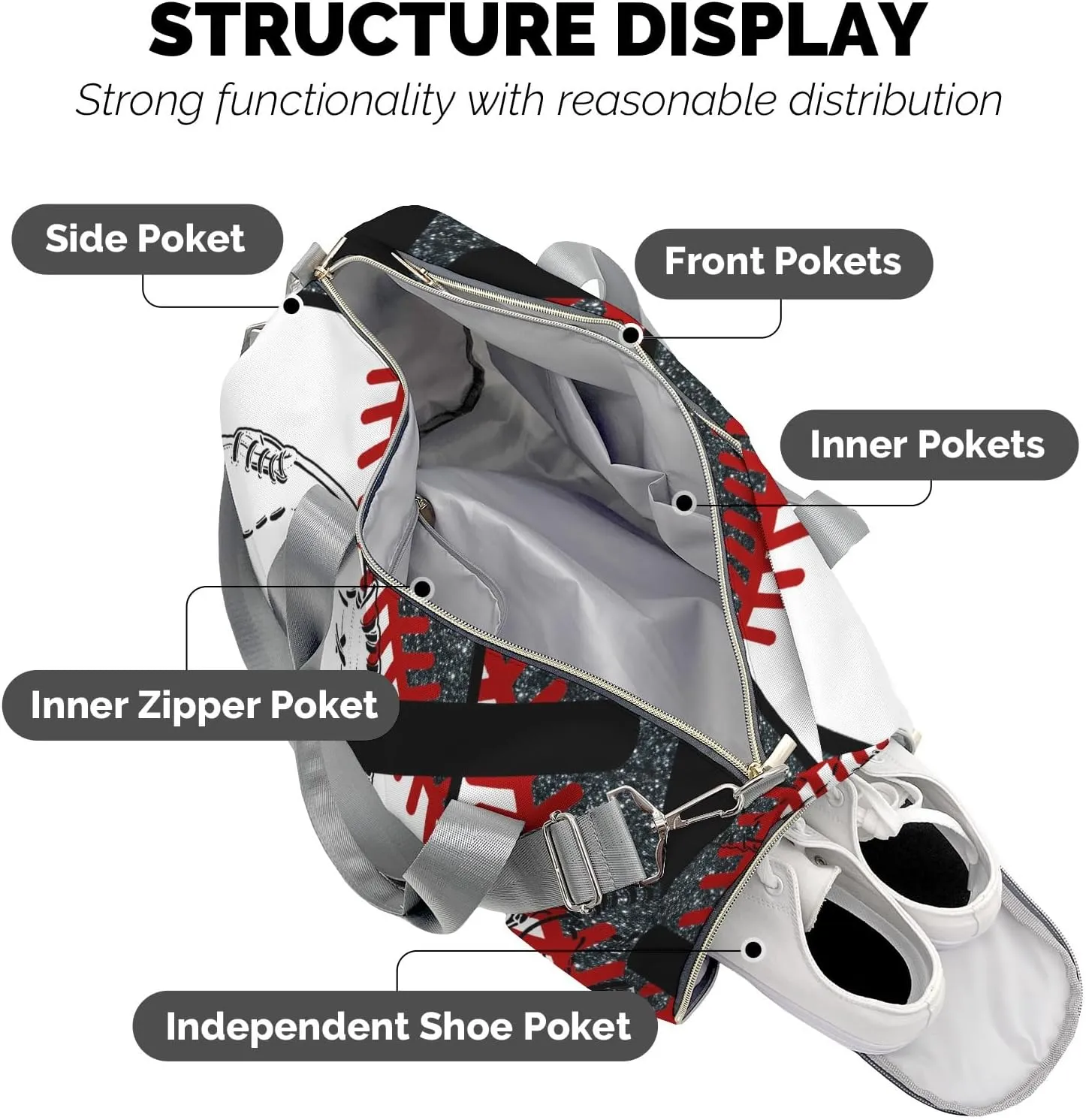 Custom Duffel Bag Baseball Team Player Gym Black Eco-Friendly Travel: Sustainable Travel Bags for Conscious Travelers