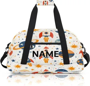 Custom Galaxy Themed Small Gym Bag 18 inch for Women Men Personalized Space Carry On Overnight Weekender Bag for Travel Work Dance Sport