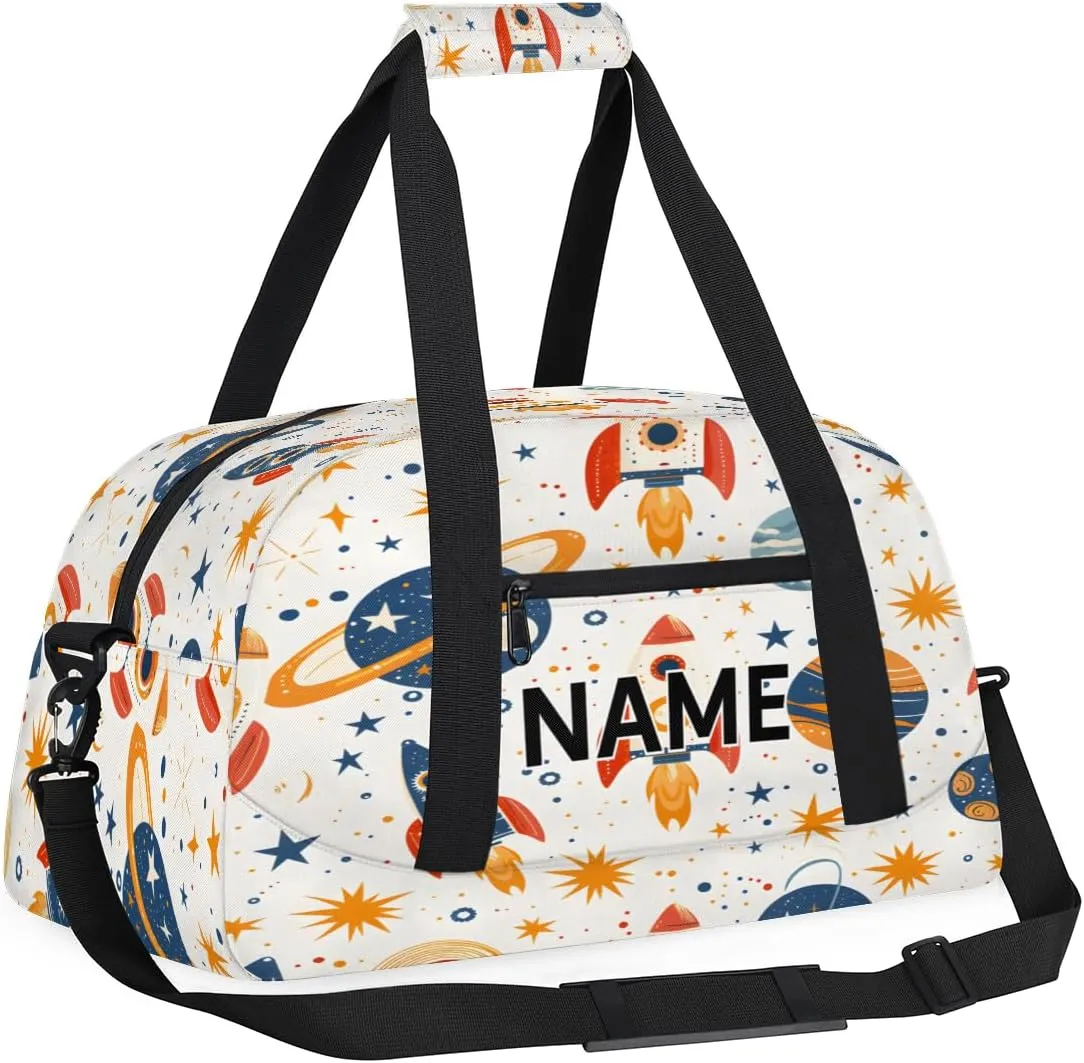 Custom Galaxy Themed Small Gym Bag 18 inch for Women Men Personalized Space Carry On Overnight Weekender Bag for Travel Work Dance Sport