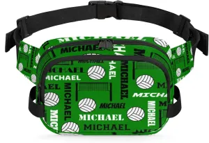 Custom Volleyball Waist Packs for Women Men, Personalized Name Belt Bag Crossbody Fanny Pack with Adjustable Strap for Sports Workout Traveling, Dark Green