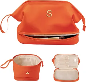 Customized Gifts for Women, Gifts for Mom, Makeup Bag, Personalized Double Layer Cosmetic Bag with Makeup Brush Organizer, Travel Toiletry Bag Bride Gifts, Bridal Party Gifts/Engagement Gift