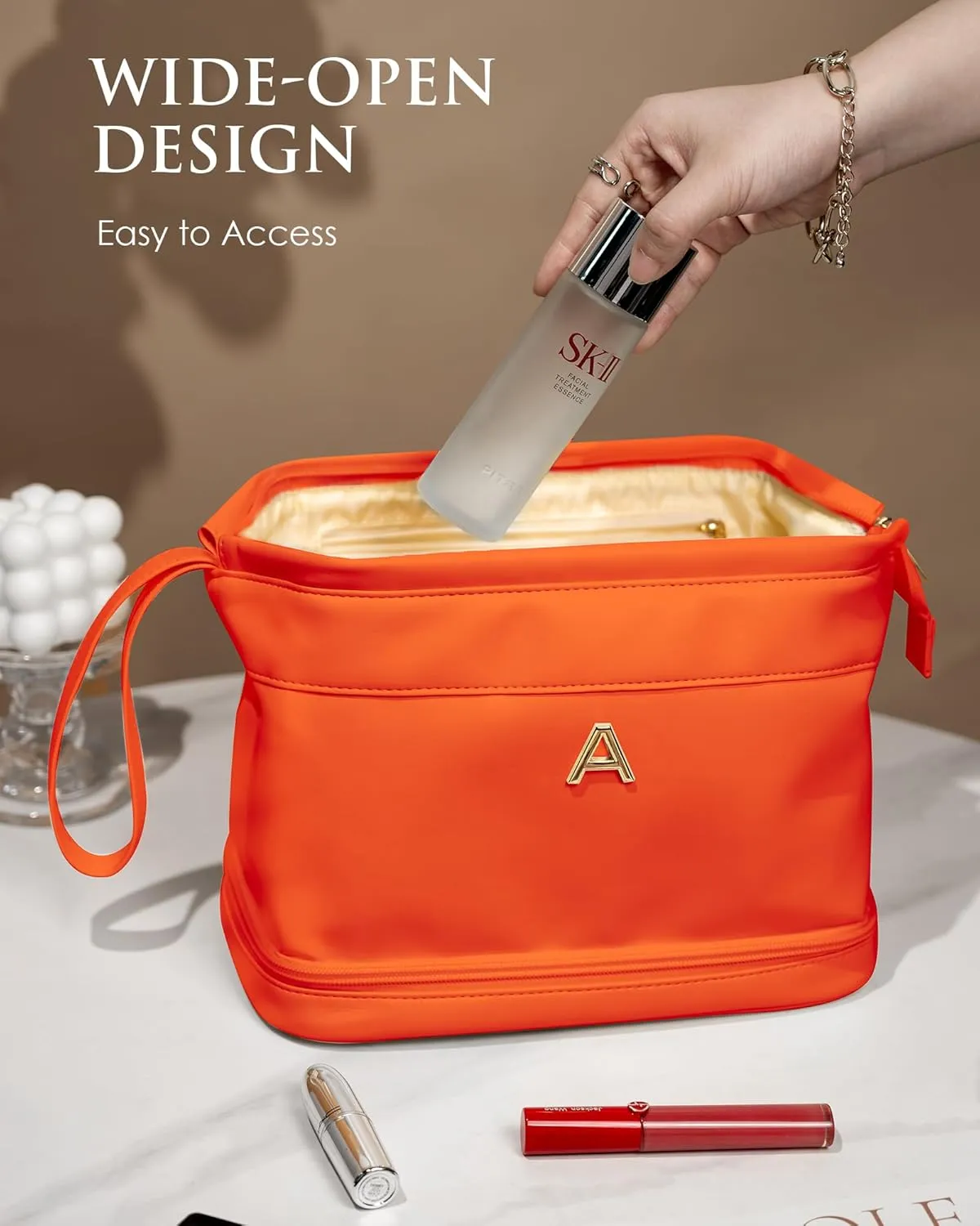 Customized Gifts for Women, Gifts for Mom, Makeup Bag, Personalized Double Layer Cosmetic Bag with Makeup Brush Organizer, Travel Toiletry Bag Bride Gifts, Bridal Party Gifts/Engagement Gift