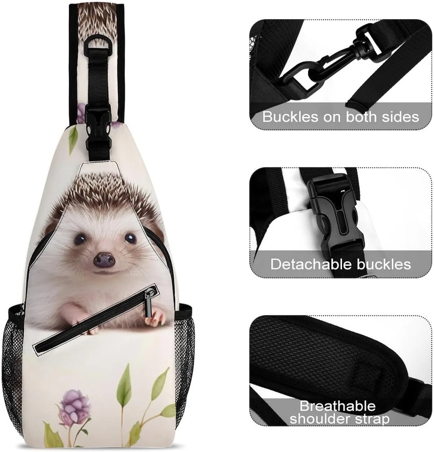 Cute Baby Hedgehog Sling Bag Crossbody Bags Cross Body Bag Fanny Packs Chest Bags Sling Purses for Travel