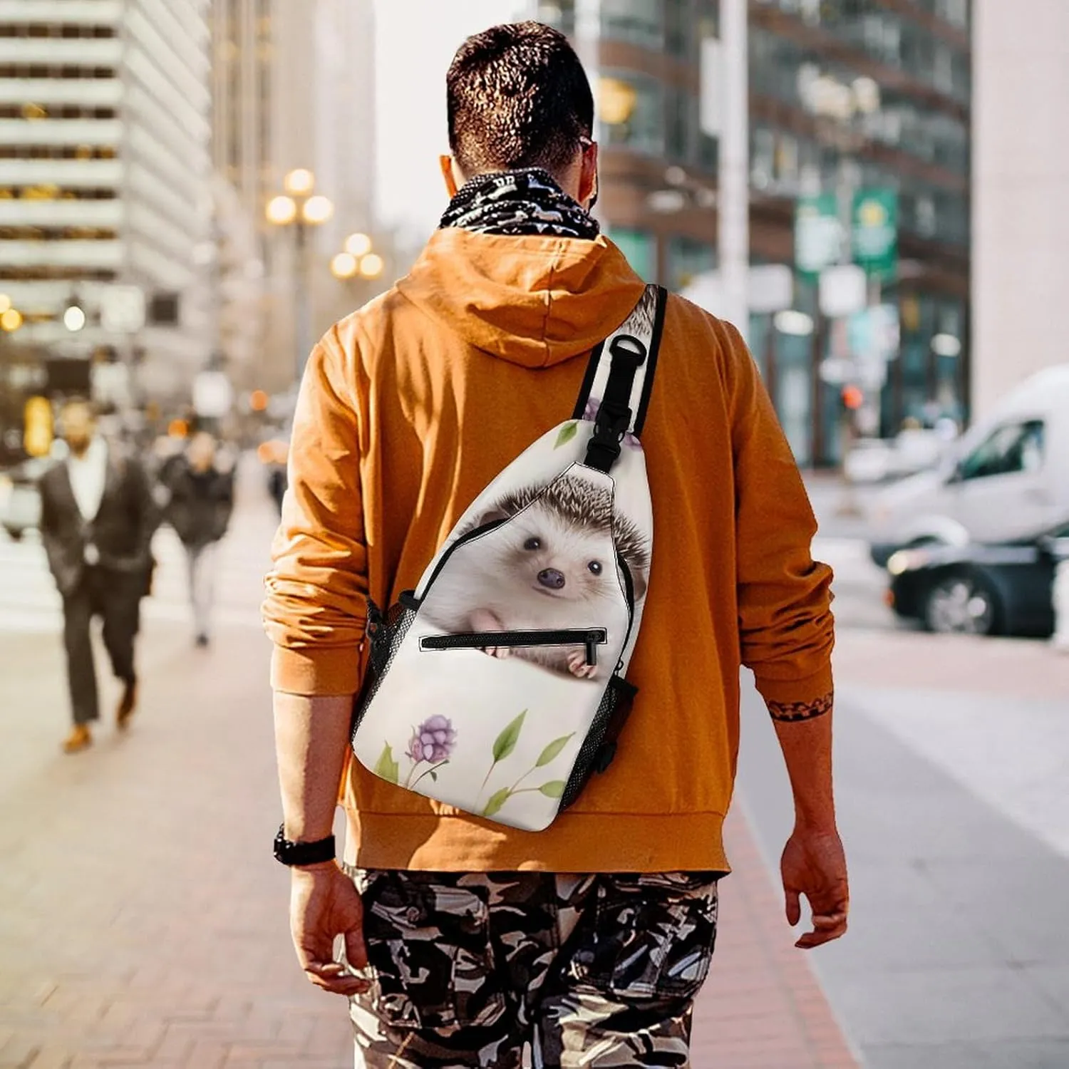 Cute Baby Hedgehog Sling Bag Crossbody Bags Cross Body Bag Fanny Packs Chest Bags Sling Purses for Travel