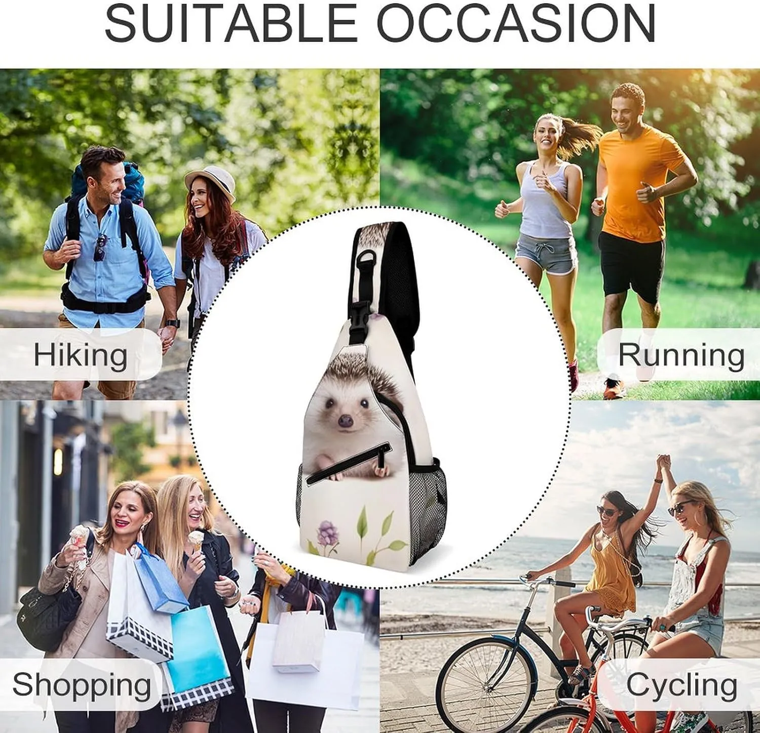 Cute Baby Hedgehog Sling Bag Crossbody Bags Cross Body Bag Fanny Packs Chest Bags Sling Purses for Travel