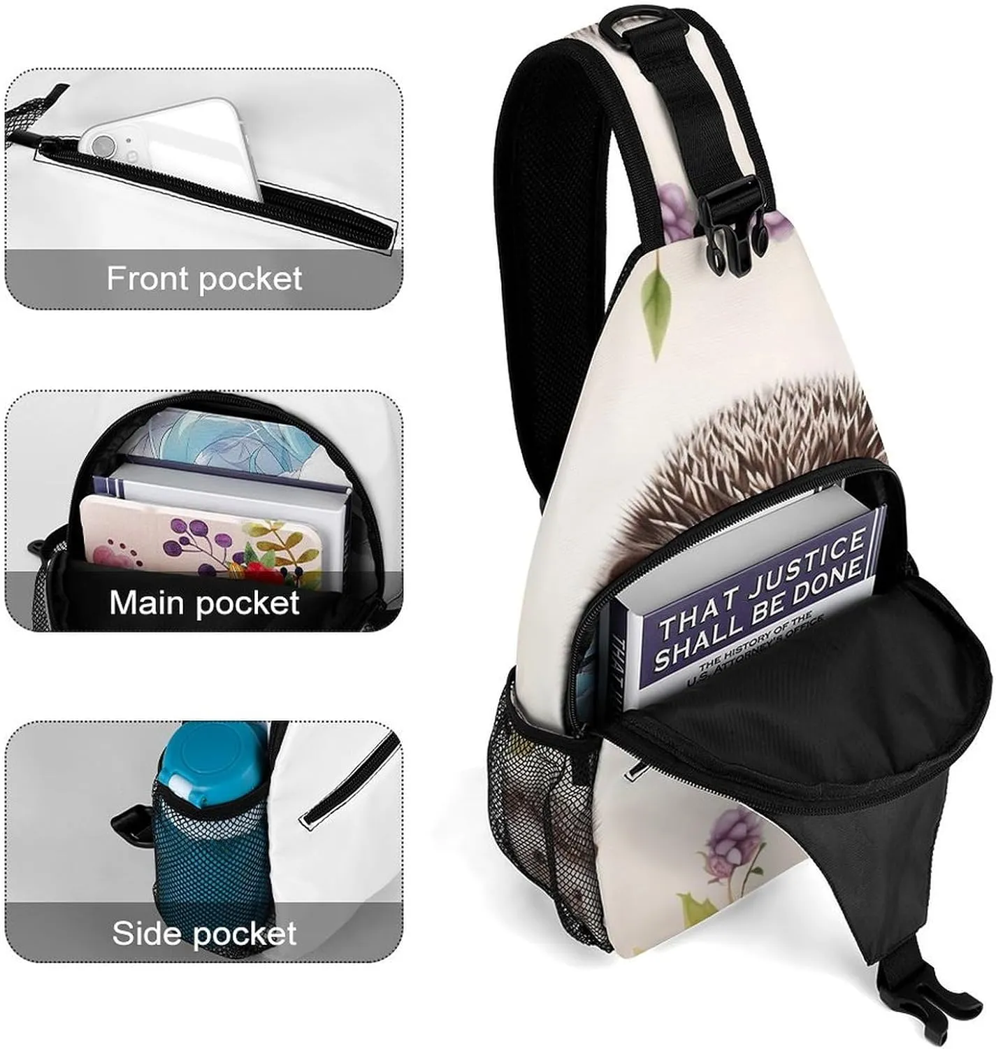 Cute Baby Hedgehog Sling Bag Crossbody Bags Cross Body Bag Fanny Packs Chest Bags Sling Purses for Travel
