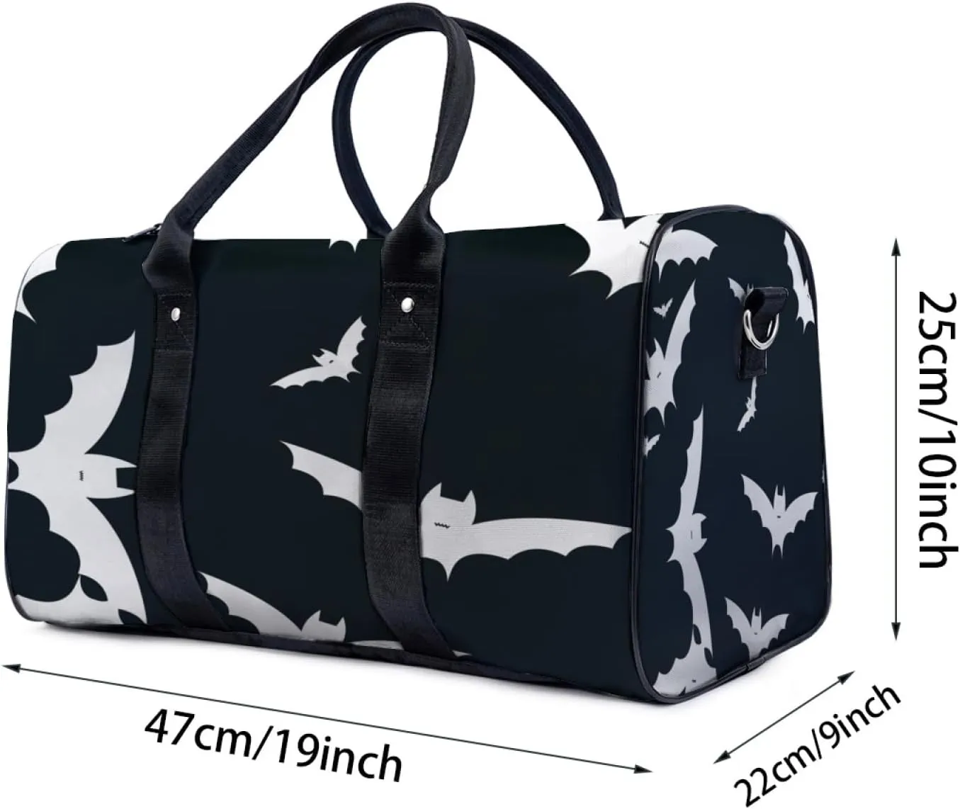 Cute Bat White Travel Duffel Bag for Woman Weekender Bag Man Tote Gym Bag Sport Gym Bag Hospital Bag for Labor and Delivery Overnight Bag Luggage Bag