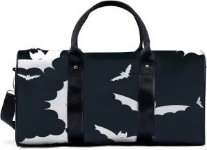 Cute Bat White Travel Duffel Bag for Woman Weekender Bag Man Tote Gym Bag Sport Gym Bag Hospital Bag for Labor and Delivery Overnight Bag Luggage Bag