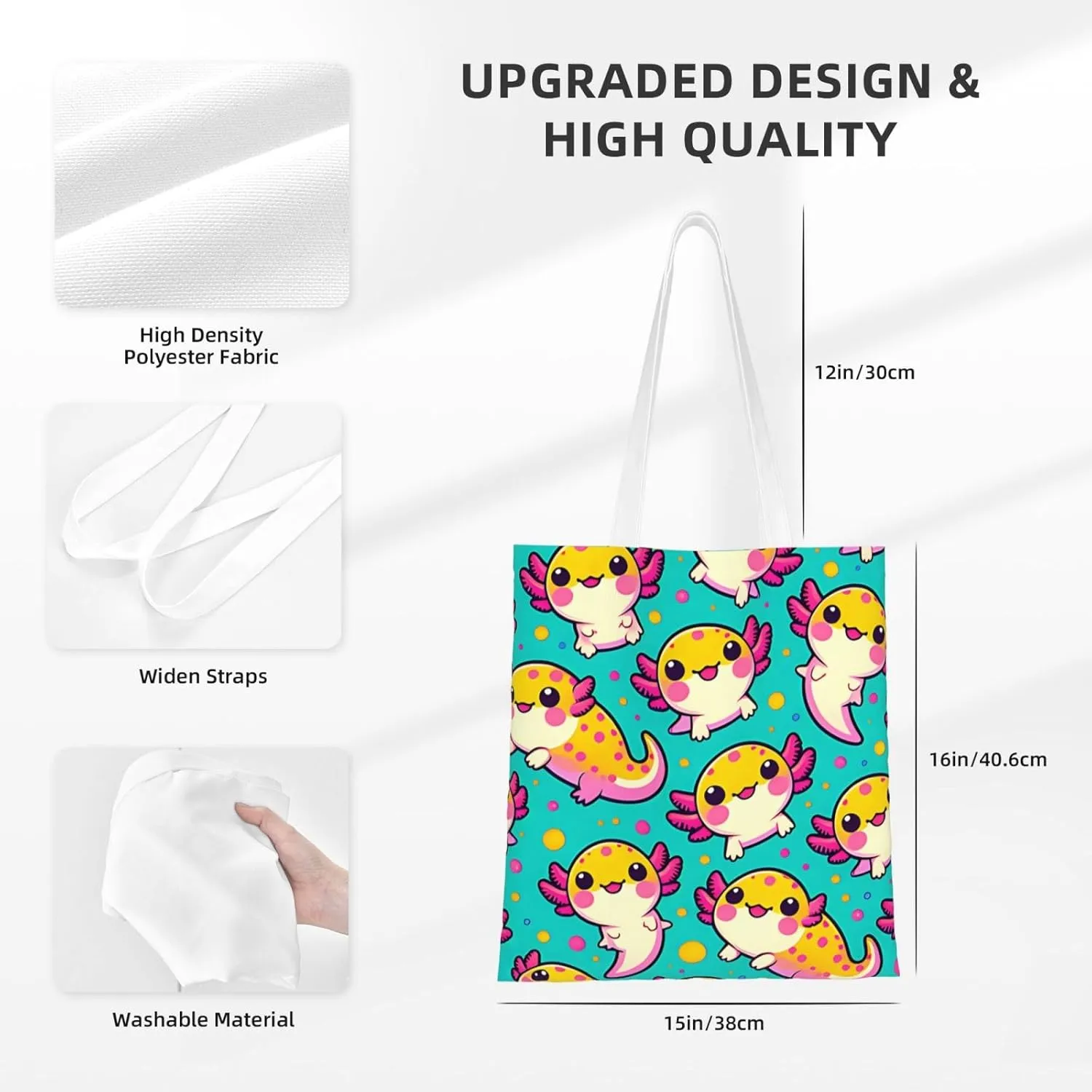 Cute Blue Flowers Tote Bag Reusable Shoulder Tote Bag For Women Lady Vacation, Shopping, Work
