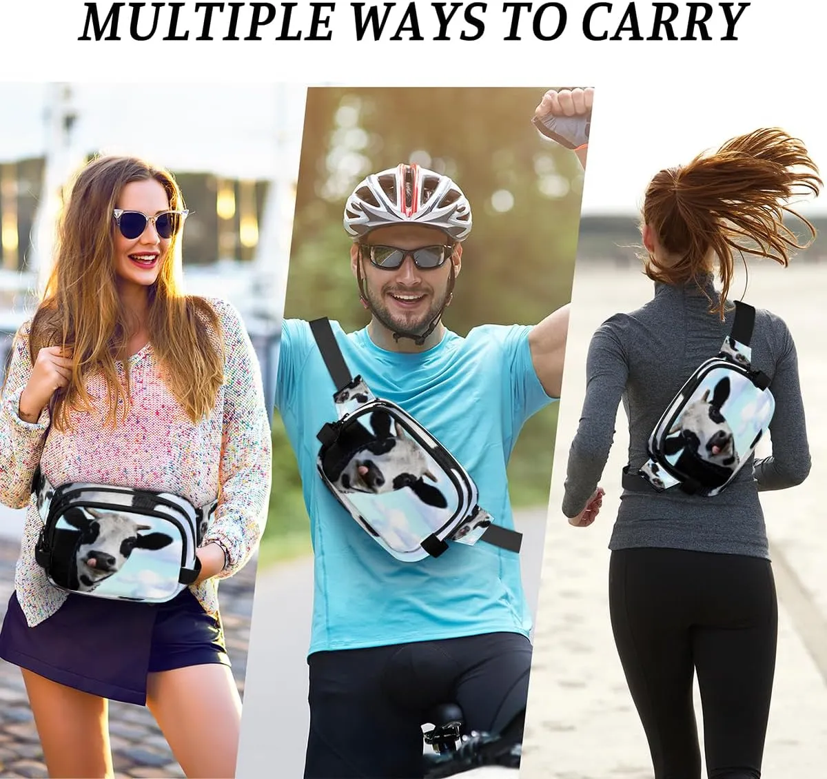 Cute Dairy Cattle Cow Durable Waterproof Fanny Pack with Double Zipper Closure - Organize Your Essentials with Ease - Lightweight and Comfortable for Men and Women