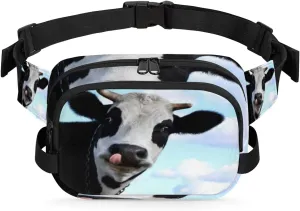 Cute Dairy Cattle Cow Durable Waterproof Fanny Pack with Double Zipper Closure - Organize Your Essentials with Ease - Lightweight and Comfortable for Men and Women
