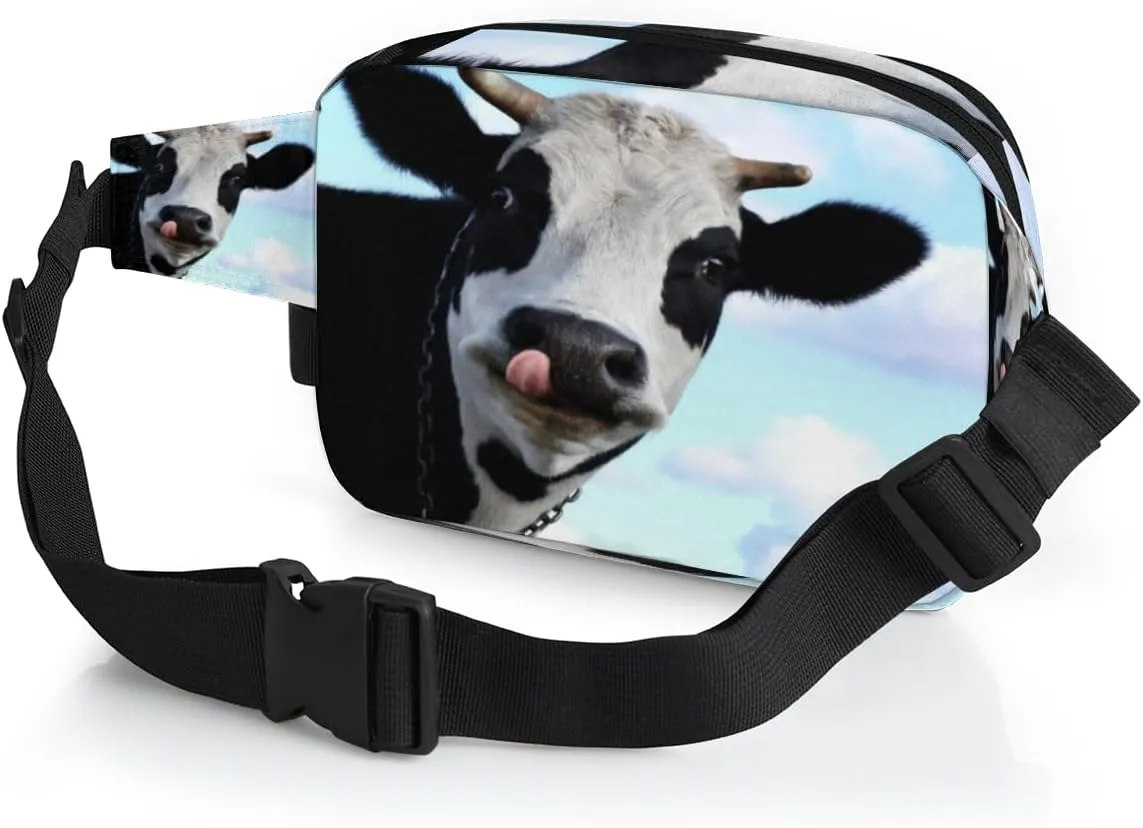 Cute Dairy Cattle Cow Durable Waterproof Fanny Pack with Double Zipper Closure - Organize Your Essentials with Ease - Lightweight and Comfortable for Men and Women