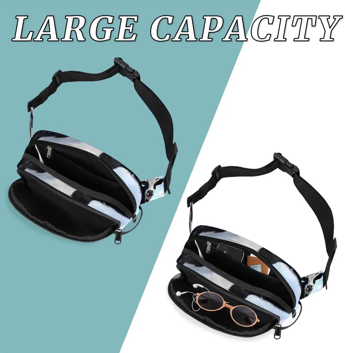 Cute Dairy Cattle Cow Durable Waterproof Fanny Pack with Double Zipper Closure - Organize Your Essentials with Ease - Lightweight and Comfortable for Men and Women