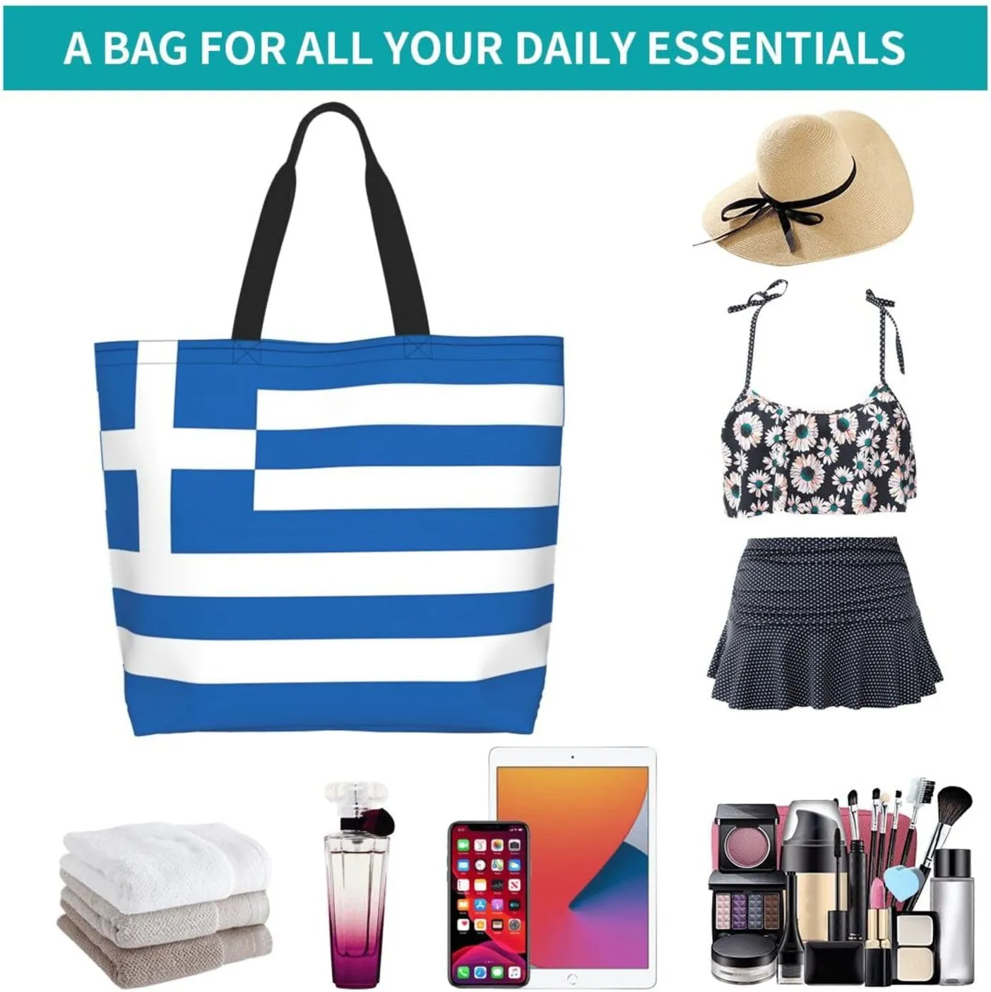 Cute Flag Tote Bag For Women Men Gifts Large Reusable Shopping Bags for Beach, Travel,Gym,Yoga