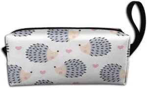 Cute Hedgehog pattern Makeup Bag Adorable Travel Cosmetic Toiletry Organizer Case for Women