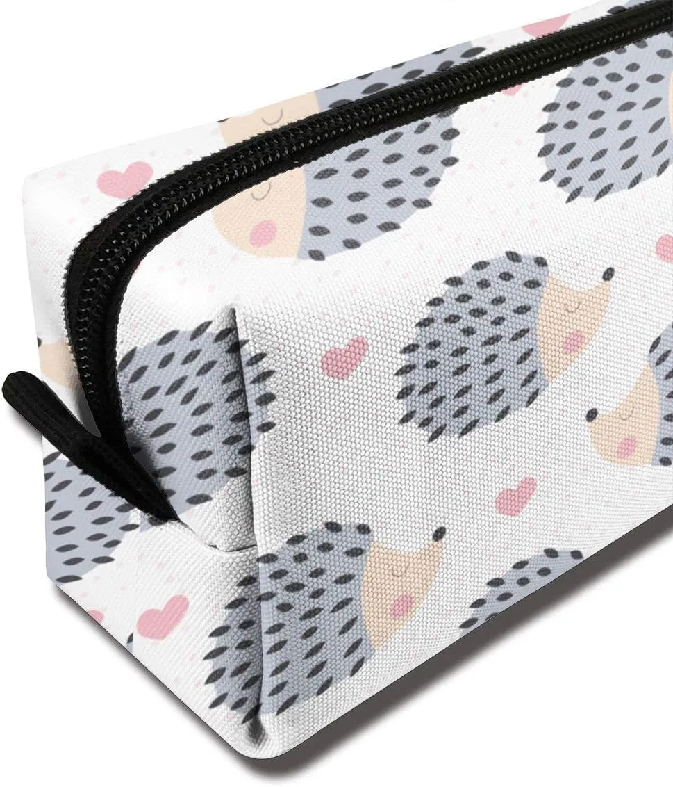 Cute Hedgehog pattern Makeup Bag Adorable Travel Cosmetic Toiletry Organizer Case for Women
