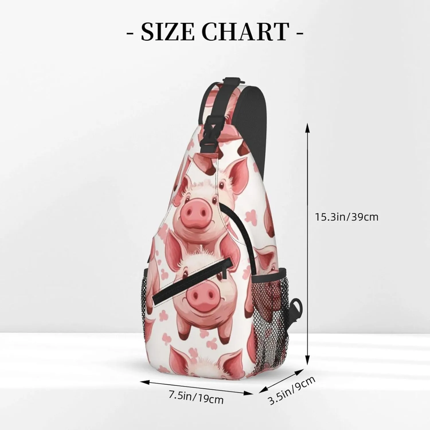 Cute Pig Crossbody Bag with Abstract Picture Fitness Sports Travel Hiking Backpack Cute Animal Print Chest Bag Shoulder Bag for Women and Men