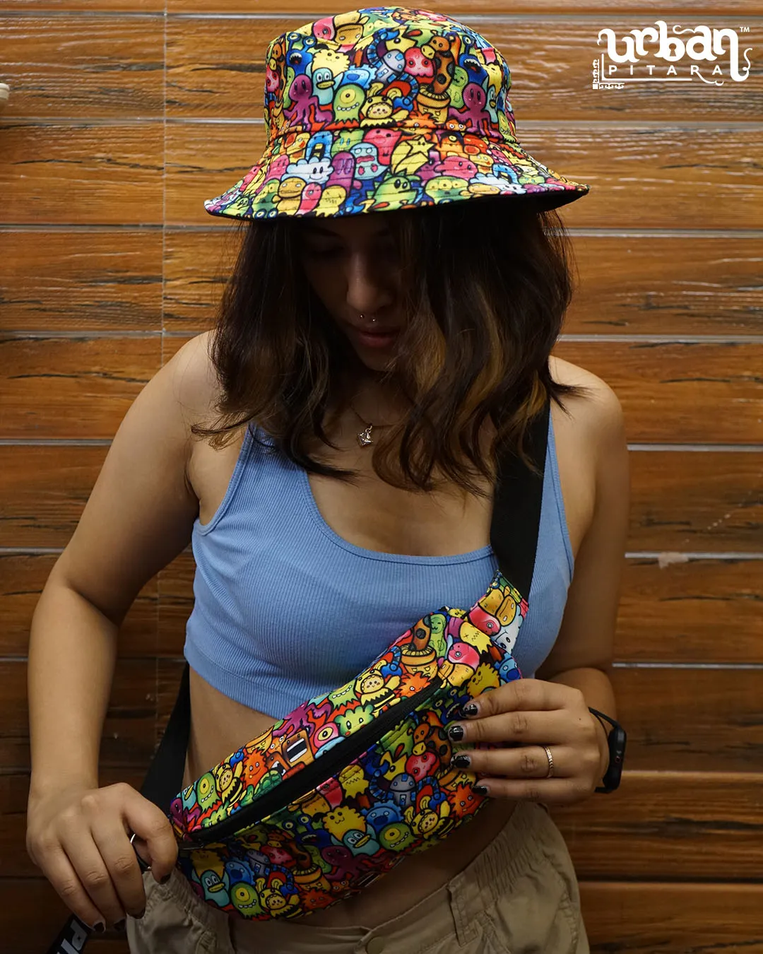 Cute Toon Trip Fanny & Bucket Hat Set