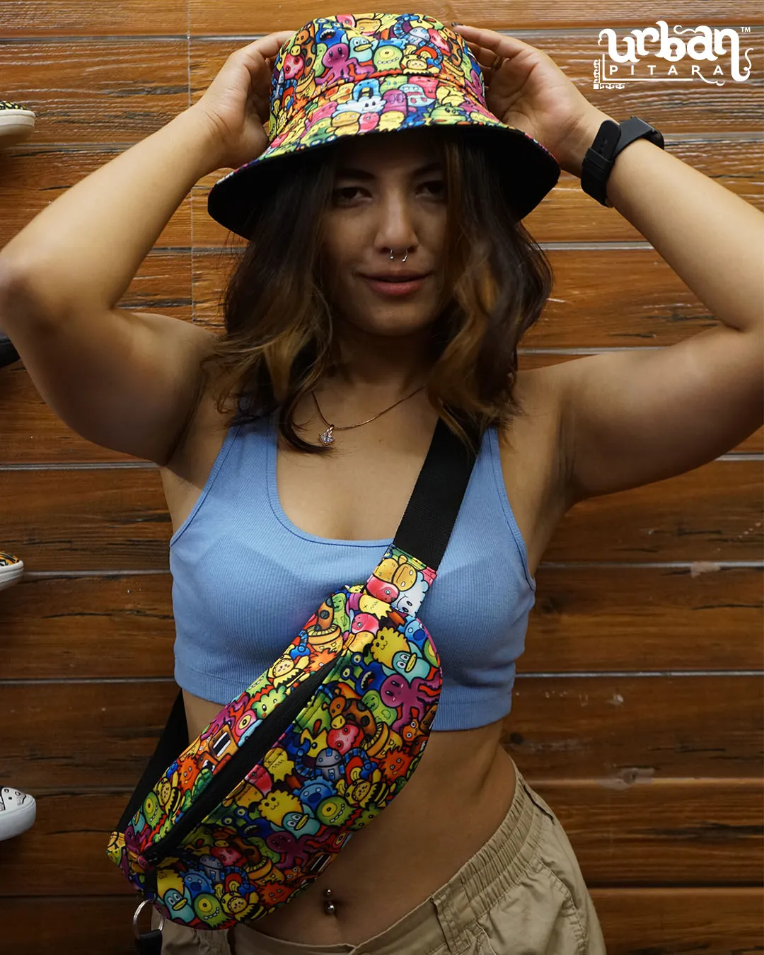 Cute Toon Trip Fanny & Bucket Hat Set