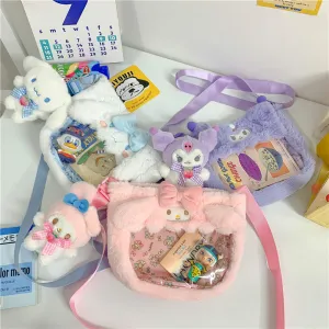 Cute Transparent Cartoon Puppy Rabbit Doll Crossbody Bags