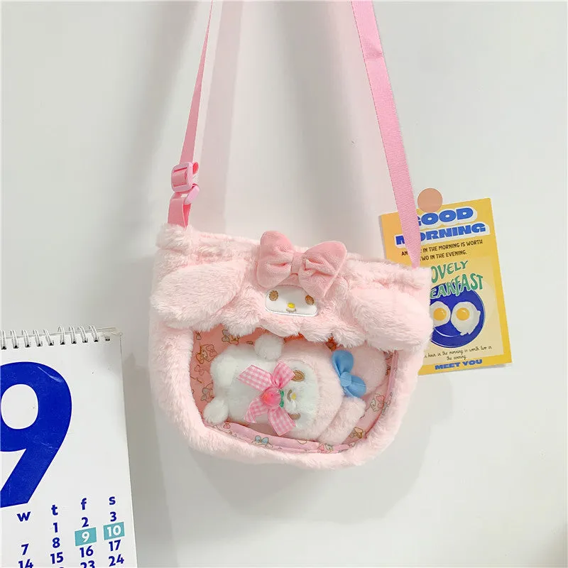 Cute Transparent Cartoon Puppy Rabbit Doll Crossbody Bags