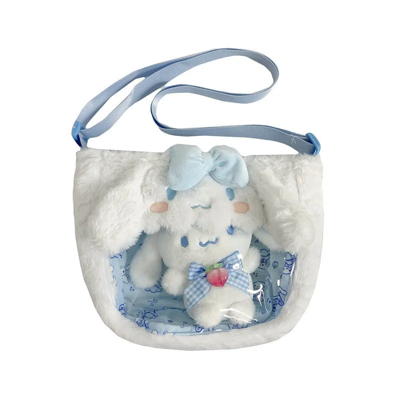 Cute Transparent Cartoon Puppy Rabbit Doll Crossbody Bags